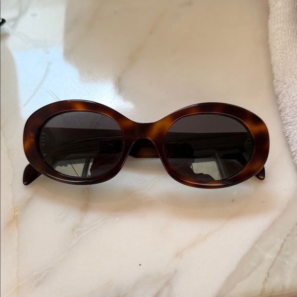 Celine Accessories - Celine Tortoise Oval Sunglasses with Dark Lenses